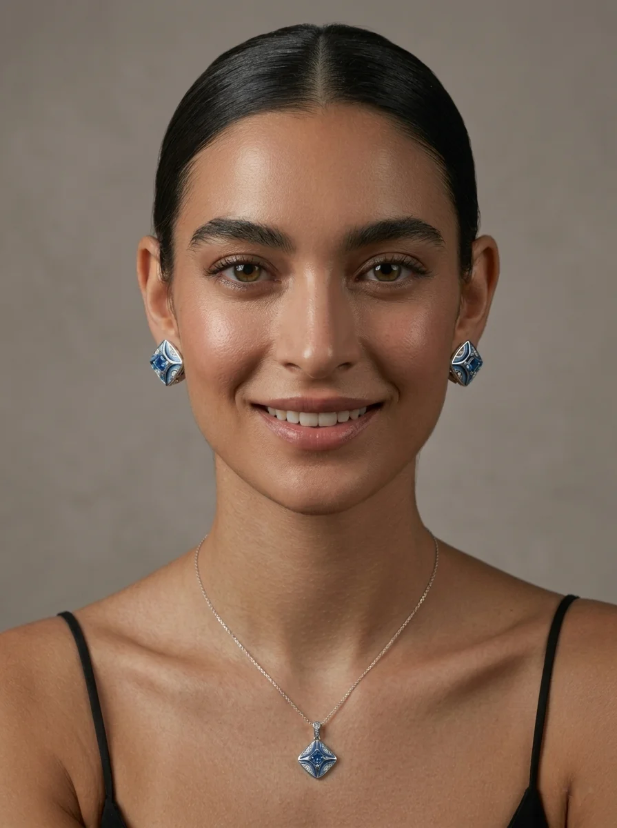 Серьги "Эдмон" с синим сапфиром